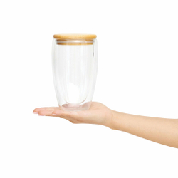 Стакан с двойными стенками BAMBOO ART L, термостойкий, объем ок. 450 ml