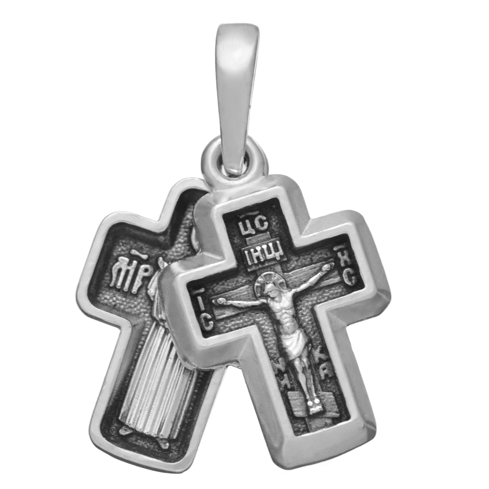 Крест из серебра/Частичное чернение/С подвижным ухом/Покров ПБ