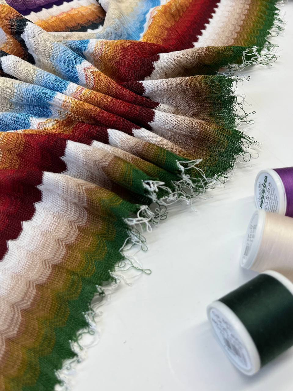 Трикотаж вискозный Missoni в разноцветную полоску