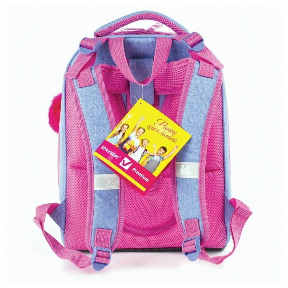 Ранец BRAUBERG PREMIUM, 2 отделения, с брелком, Hummingbird, 38х29х18 см, 227821