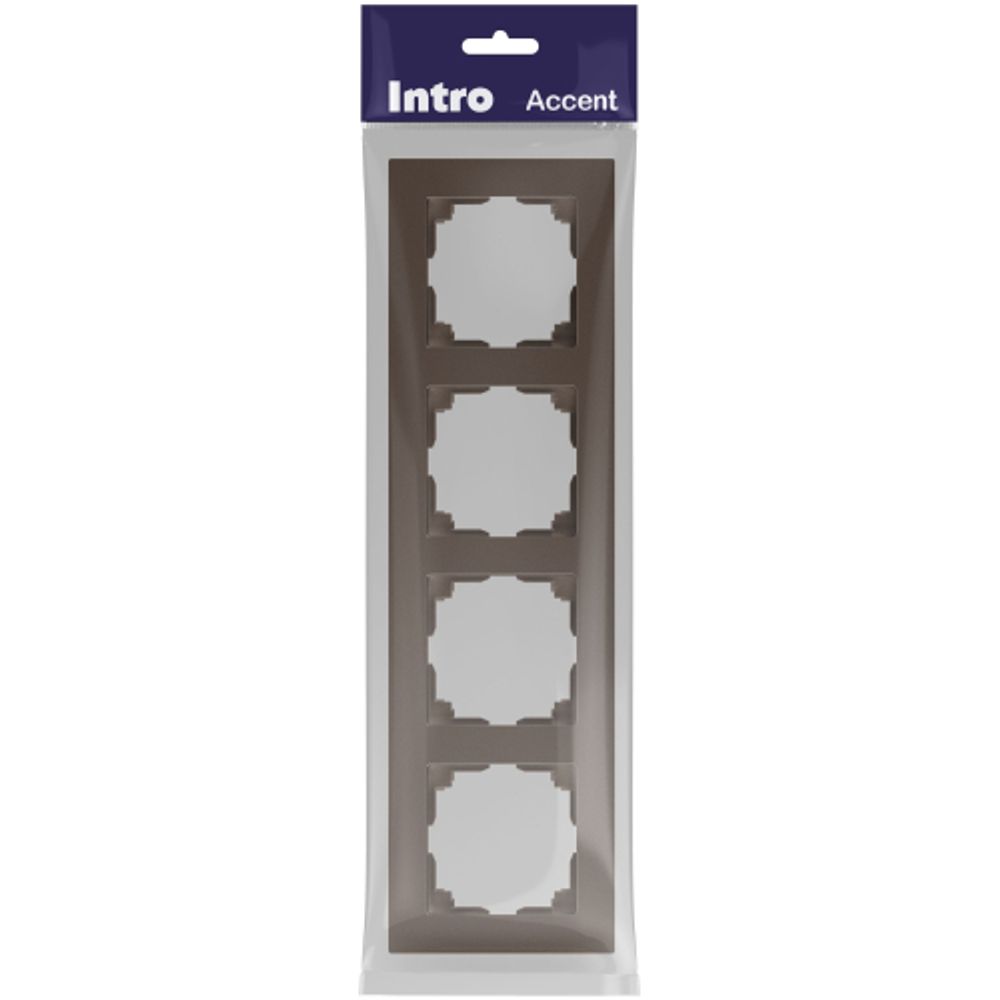 Рамка для розеток и выключателей Intro Accent 6-504-08 на 4 поста, СУ, бронза