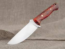 Нож для бушкрафта "Форест", сталь VG-10/Elmax, рукоять микарта (красно-оранжевая)