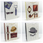 Пакет подарочный 33х45х15см Фигуры и узоры "Мужской" с тиснением (Микс)