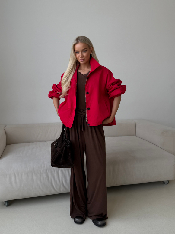 Тренч на молнии красный