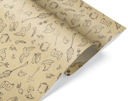 Упаковочная бумага, Крафт 70гр (0,7*1 м) Волшебная школа