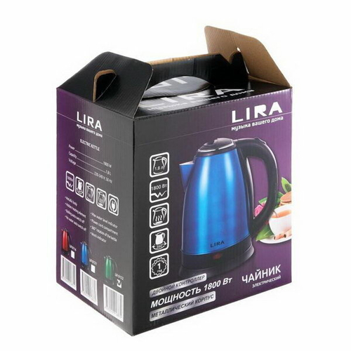 Чайник электр LIRA LR0121 диск сталь голубой 1,8 л