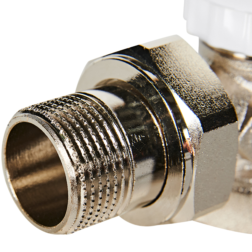 Клапан термостатический угловой ROMMER - 3/4" (ВР/НР-американка, PN10, Tmax 110°C)