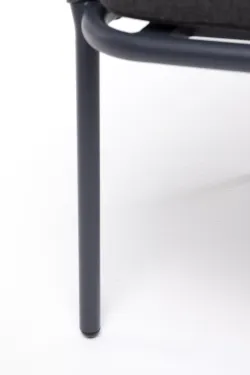 "Бордо" стул плетеный из роупа, каркас алюминий темно-серый (RAL7024) муар, роуп серый 15мм, ткань темно-серая 027