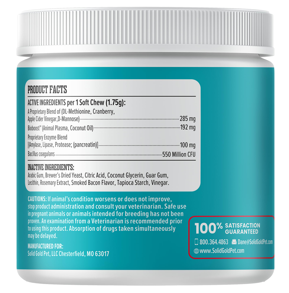 Solid Gold, Grass Guardian ™, добавка от Grass Burn, для собак, с копченым беконом, 120 жевательных таблеток, 216 г (7,6 унции)