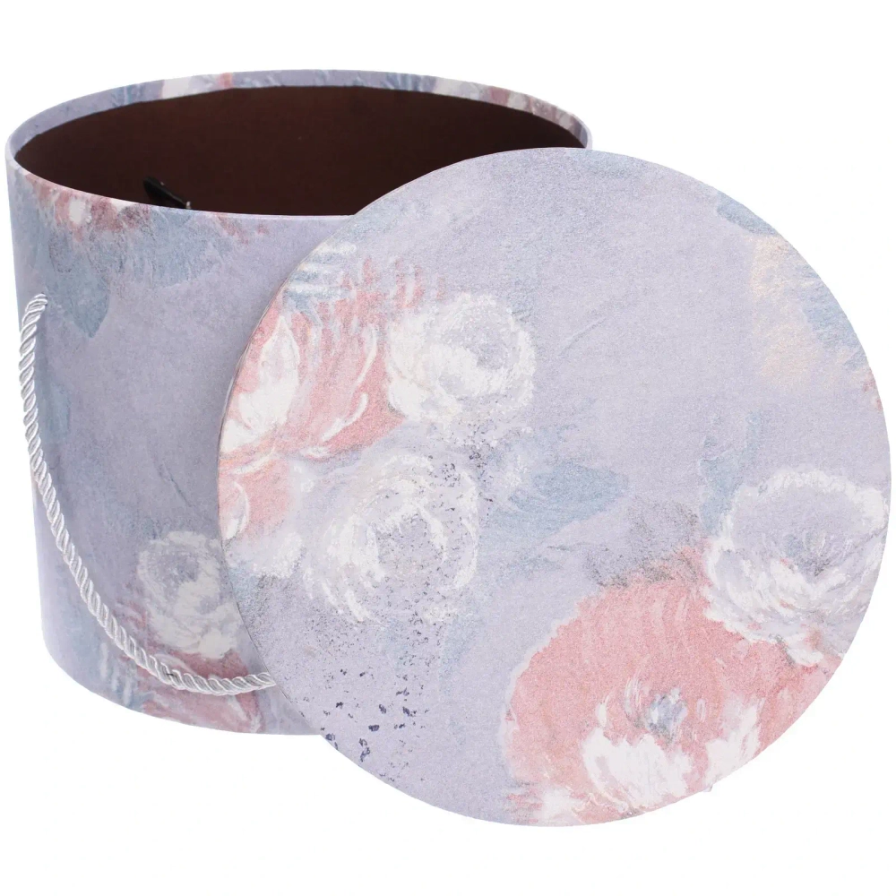 Коробка подарочная «Акварельные цветы» 22*22*19 см, серый