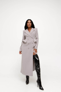 Пальто-пиджак приталенное, серый