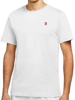 Футболка мужская теннисная Nike Court Heritage Tee - white/habanero red