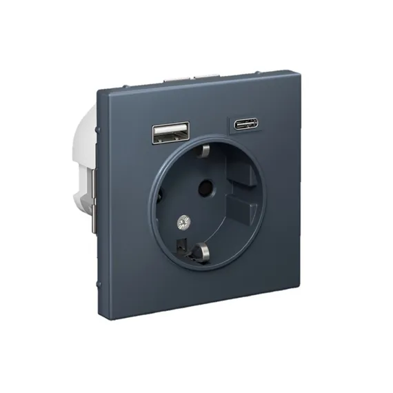 Розетка ArtGallery 16А с 2-мя заряд. устройствами USB A+C 5В/2.4А/3А 2х5В/1.5А механизм грифель SE GAL000732