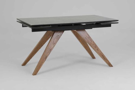 Стол Орландо-М (дуб/нога светлый дуб с черной патиной/столешница стекло Карелия)