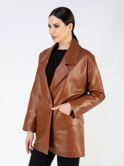 Куртка кожаная удлиненная оверсайз пиджак