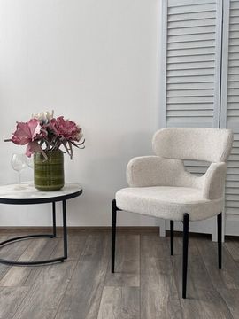 Стул VALTER RAVEN-22 Бежево-белый, ткань / Черный каркас