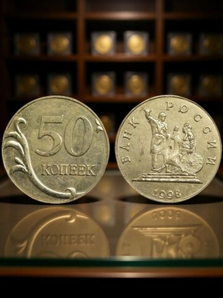 50 копеек 1998 года Россия Проект Минин и Пожарский Копия пробной монеты бронза