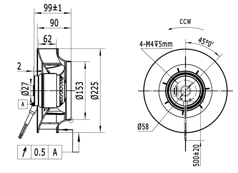 Мотор-колесо LXFB2E225-62-P92-35