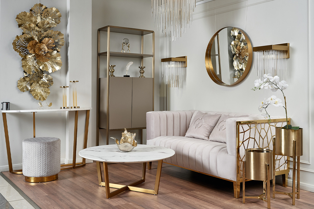 Стол журнальный круглый d100x40см Garda Decor искусственный мрамор