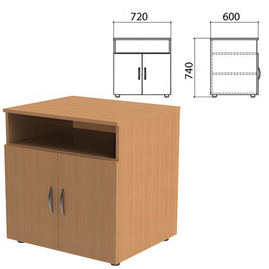 Тумба приставная "Эко", 720х600х740, 2 двери, полка, бук бавария, 400994-55