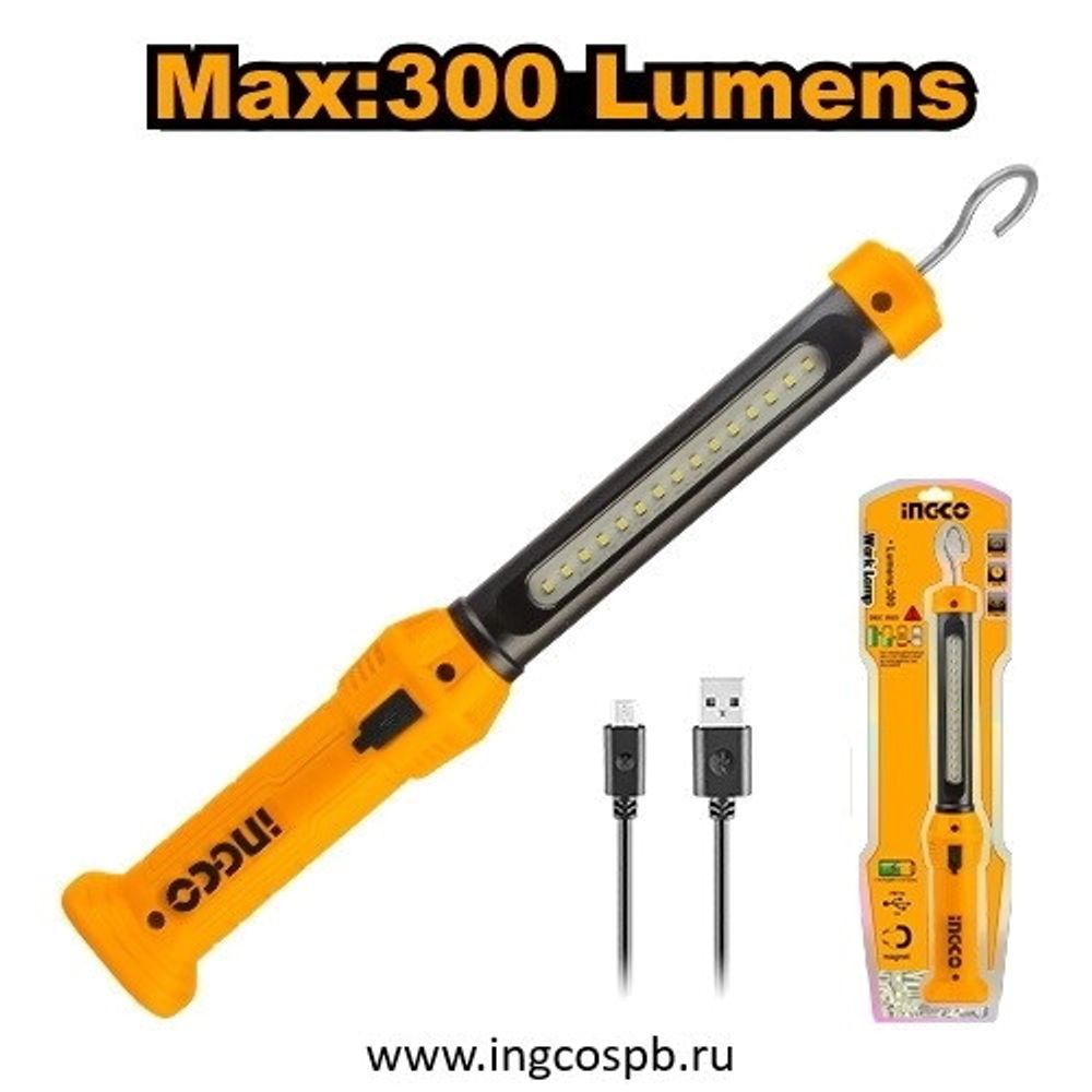 Аккумуляторная лампа 300L USB type-C INGCO HWLI35261