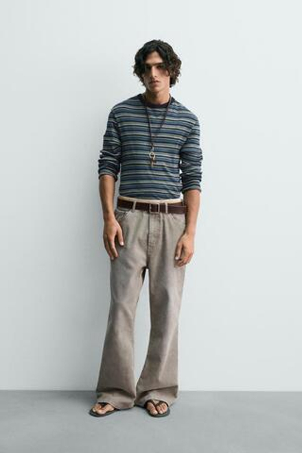 ZARA РАСКЛЕШЕННЫЕ БРЮКИ ИЗ ВЕЛЬВЕТА - LIMITED EDITION, СВЕТЛО-СЕРЫЙ