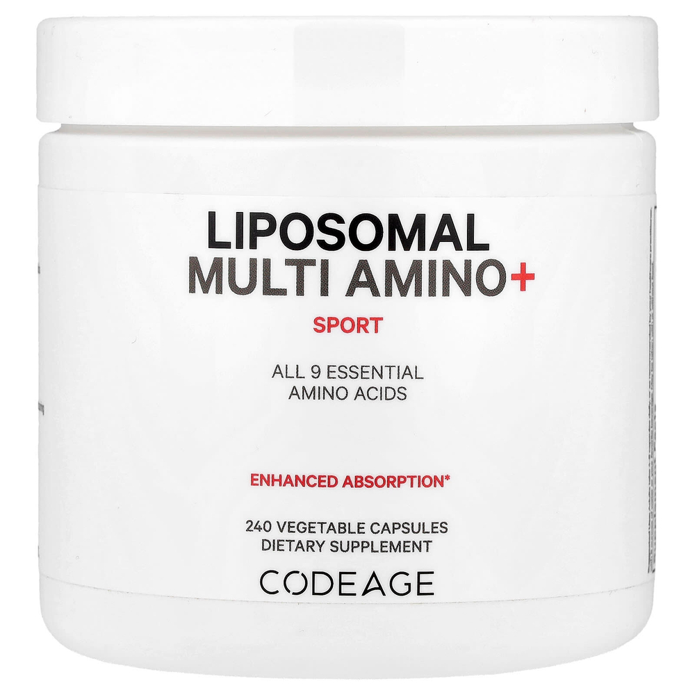 Codeage, Liposomal Multi Amino+, комплекс липосомальных аминокислот, серия Sport, 240 растительных капсул