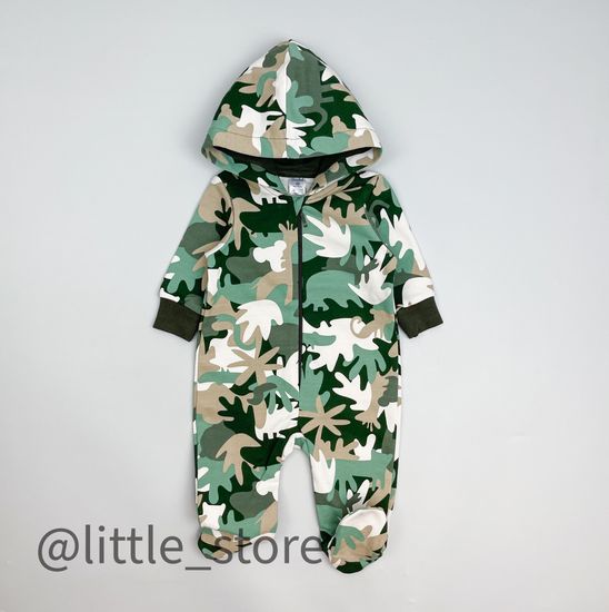 Комбинезон из футера "Прятки в листьях" тропический камуфляж