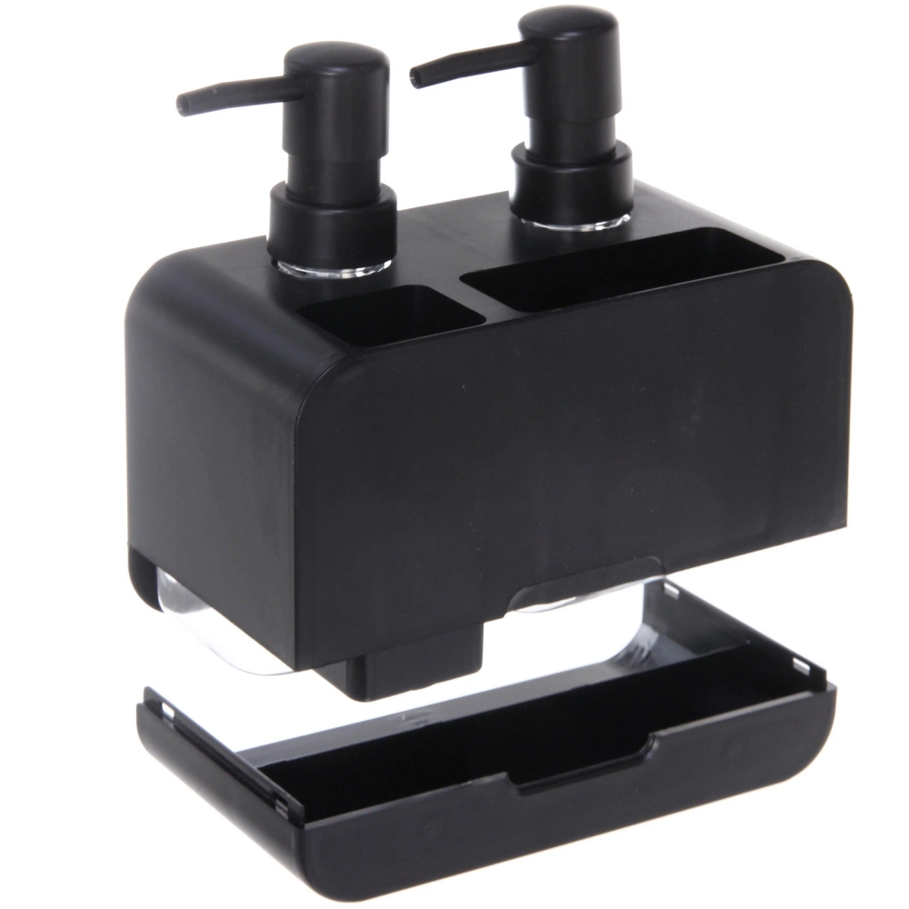 Дозатор для моющих средств 2х350мл 17х19х16 черный 8875