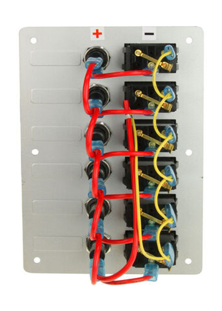 Панель бортового питания 6 переключателей, предохранители