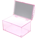 Шкатулка пластиковая с зеркалом «KiKi HAUS», сундучок, цвет розовый, 14.5*9.5*9см (в пакете)
