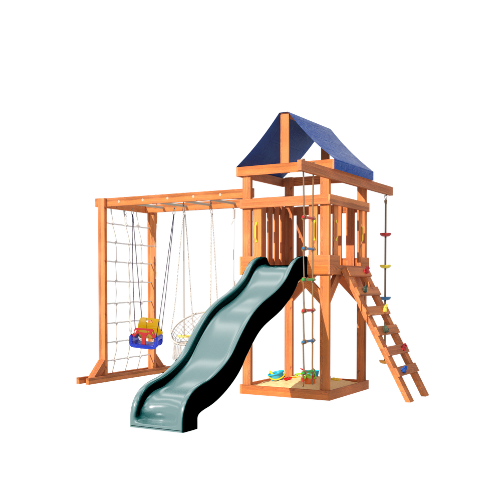 Детская площадка с рукоходом, подвесным креслом и качелями для малышей