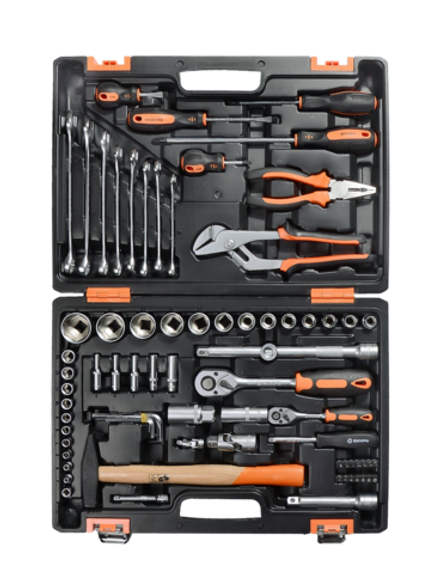 Набор инструментов, 1/2", 1/4", CrV, пластиковый кейс 76 предмета Вихрь