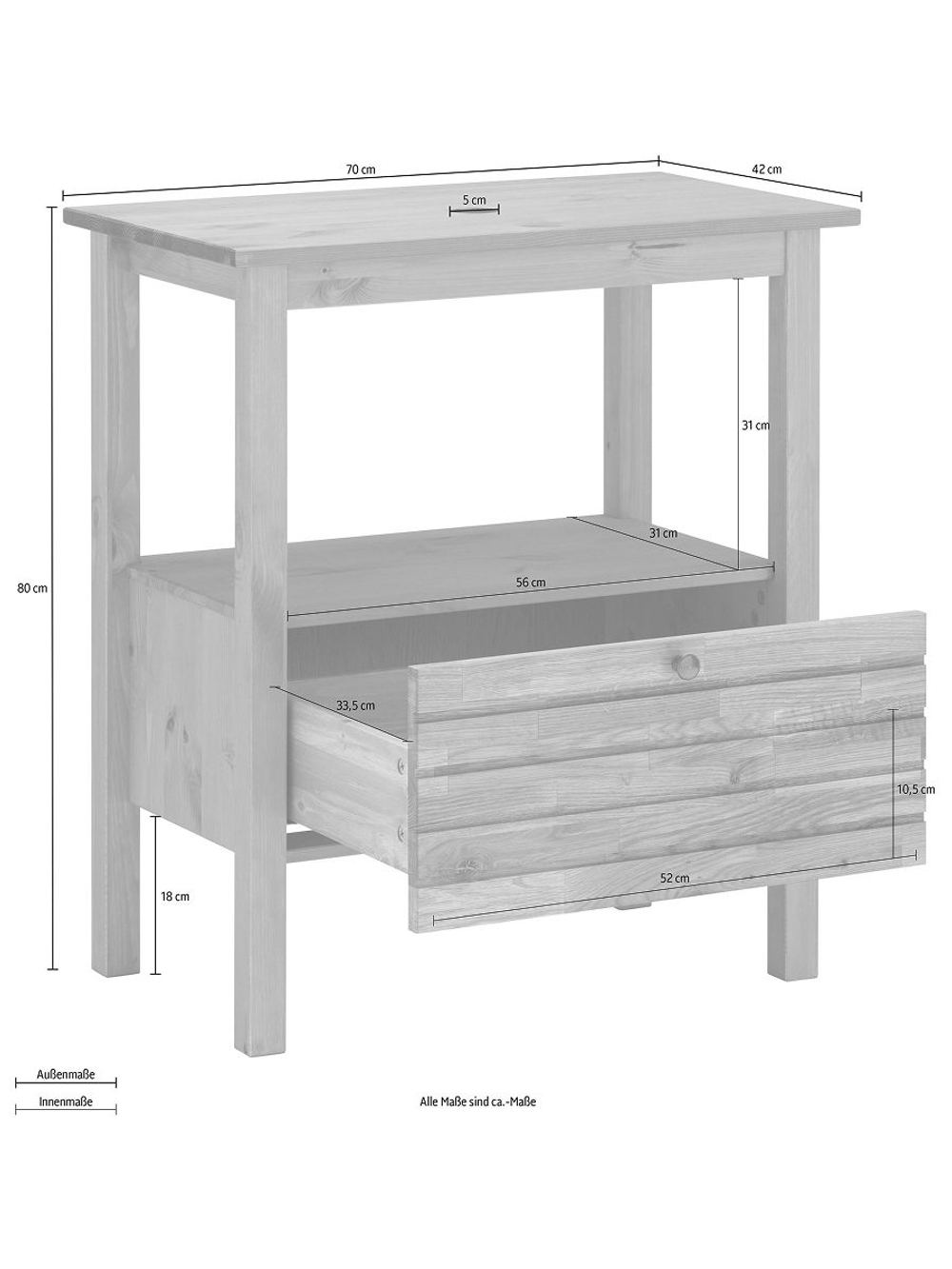 Тумба под раковину, 70х42х80, Миллиси, в ванную, напольная, из массива дуба и сосны, Dipriz