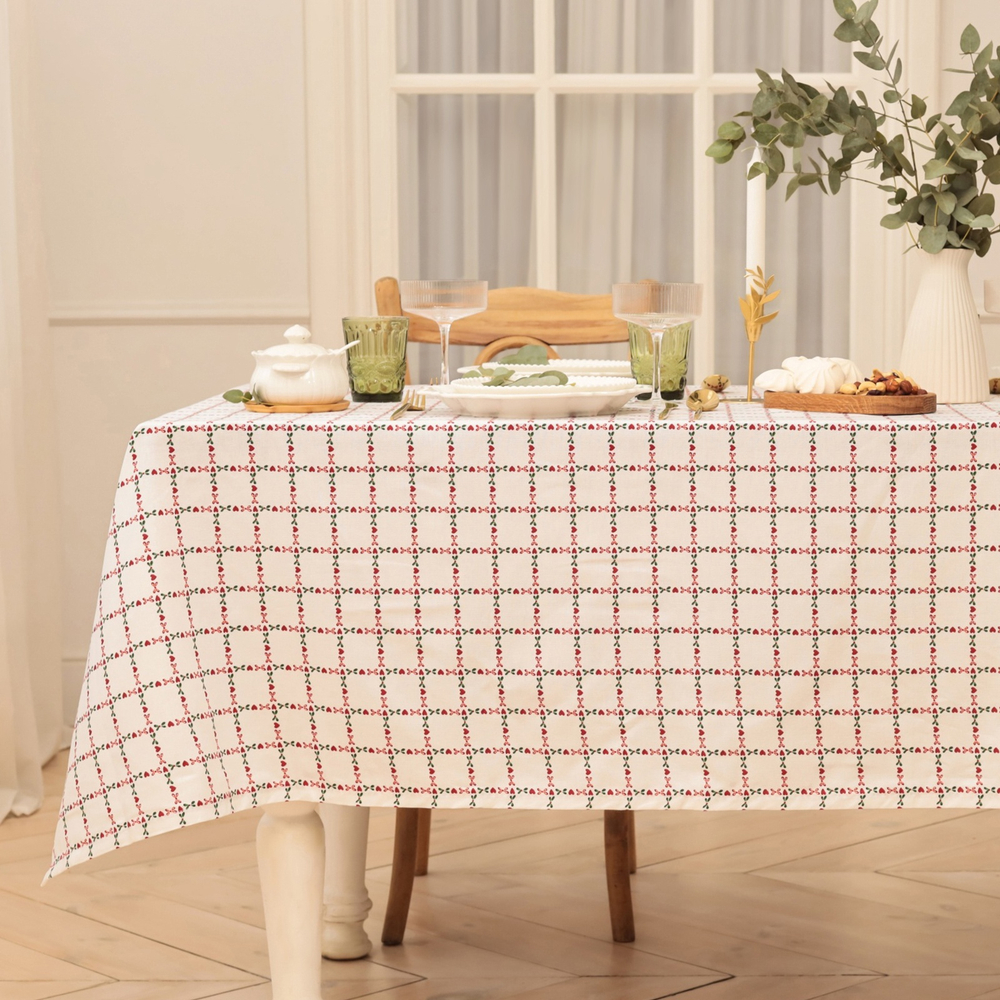 Скатерть в клетку 149х250 см, 100% хл, рогожка 186 г/м2