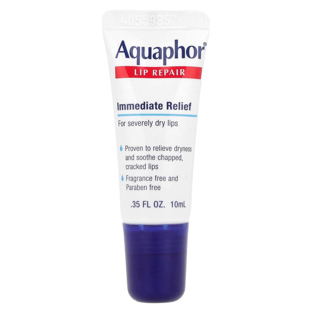 Aquaphor, восстановление губ, мгновенное облегчение, без отдушки, 10 мл (0,35 жидк. унции)