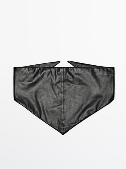 Massimo Dutti Бандана из кожи наппа, черный
