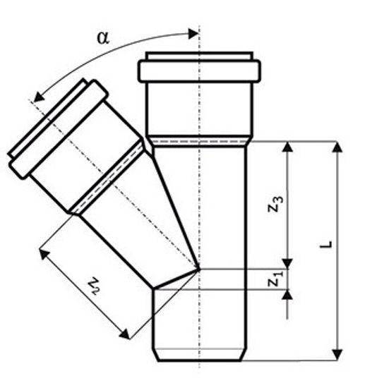 Тройник Ostendorf KGEA 110/110 мм 45° канализационный арт. 220300