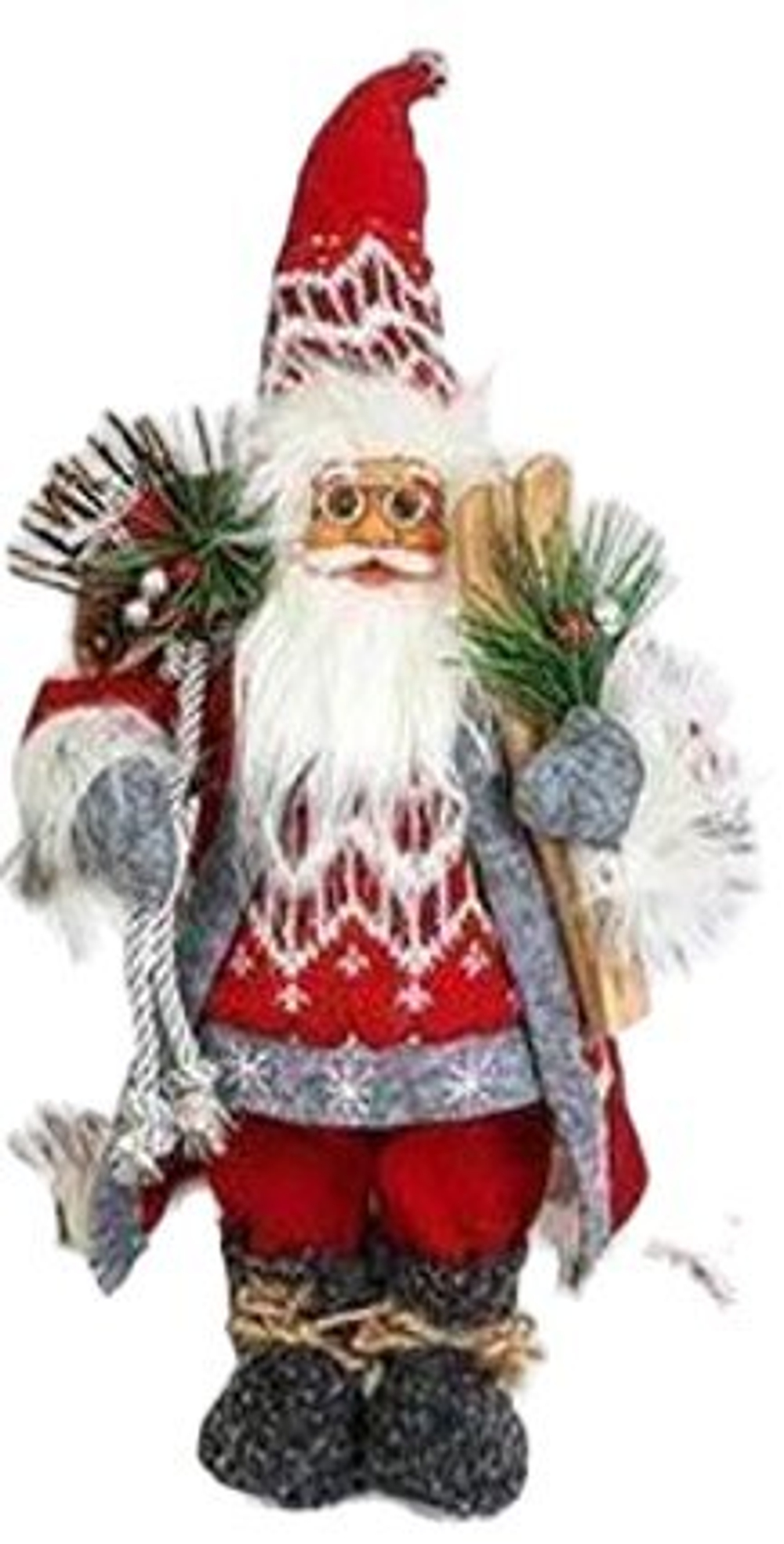 Фигура Дед Мороз с лыжами 30см, SYLRA-1524019