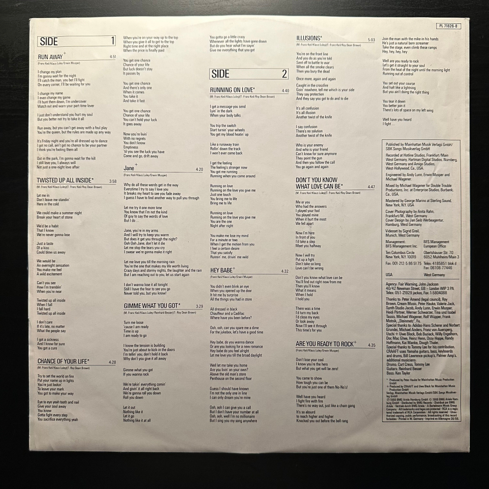 Craaft ‎– Second Honeymoon (Германия 1988г.)