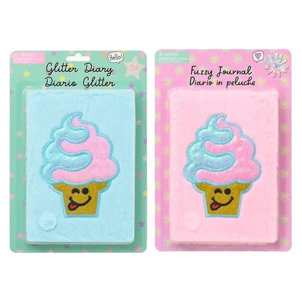 Блокнот детский Basir, формат А5, серия "Мороженое", переплет меховой, 21*14.5 см, 80 листов, 2 цвета ассорти