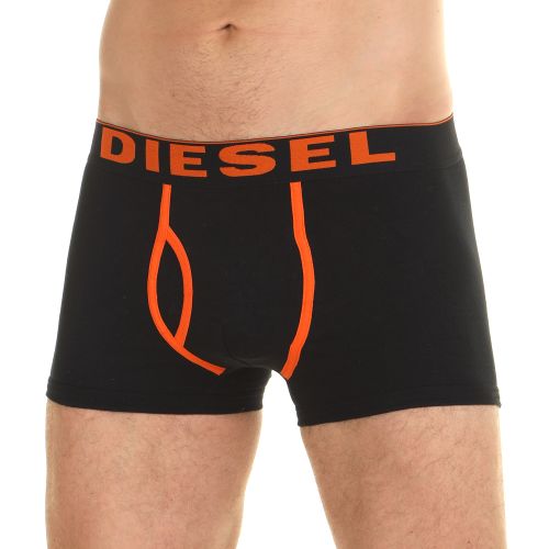 Мужские трусы боксеры черные с оранжевыми буквами Diesel