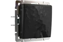 Розетка Werkel Hammer с заземлением с крышкой и шторками черная 36314