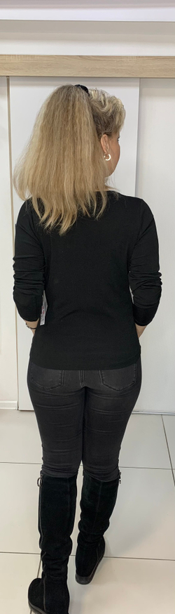 Шелковый австрийский блузон с нагрудным стразовым принтом