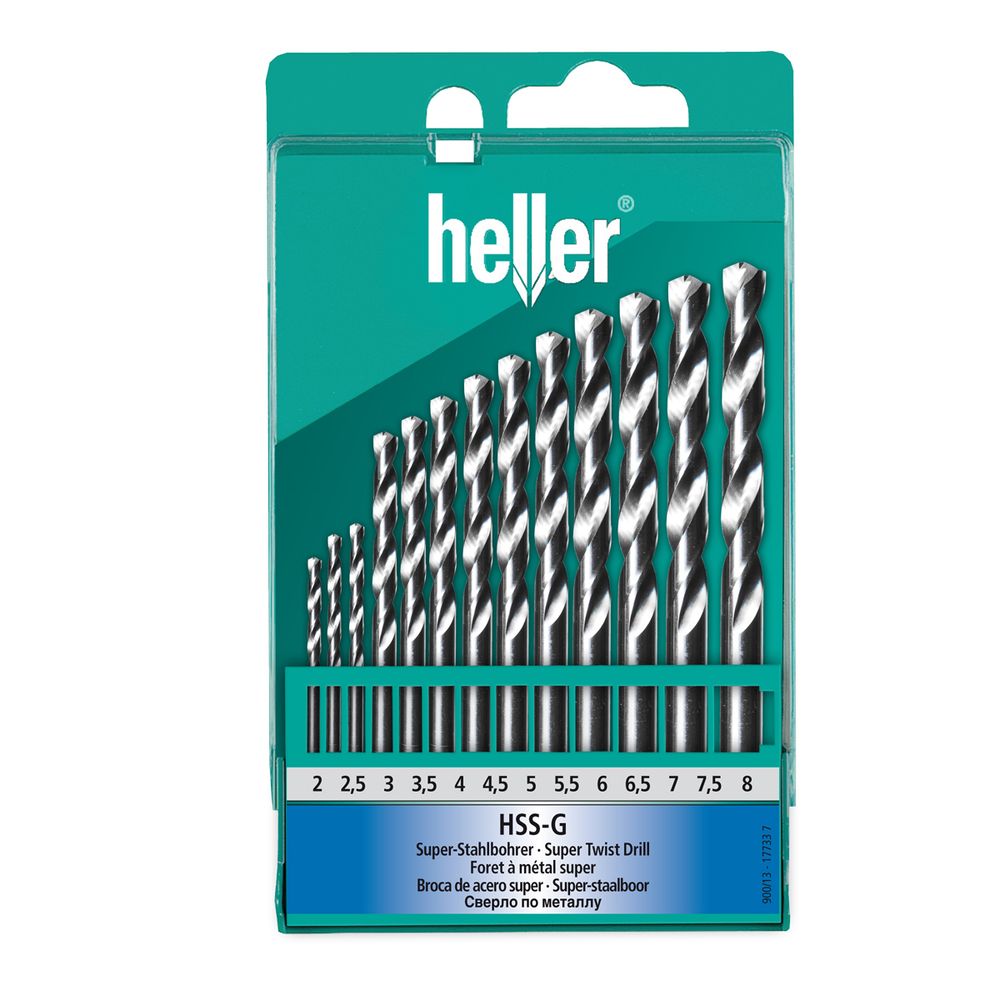 Набор сверл Heller по металлу Heller HSS-G Super DIN 338 RN 2/2.5/3/3.5…7/7.5/8 (13 пр)