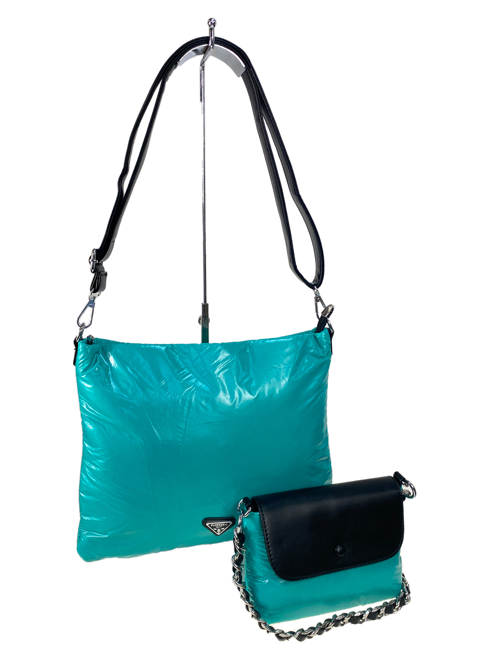 Cтильная женская сумка-шоппер из водоотталкивающей ткани, цвет бирюзовый