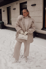 Пуховик комбинированный с элементами дубленки