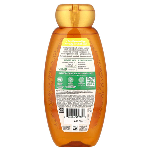 Garnier, Whole Blends, шампунь для придания блеска, «Экстракты масел камелии и марокканской арганы», 370 мл