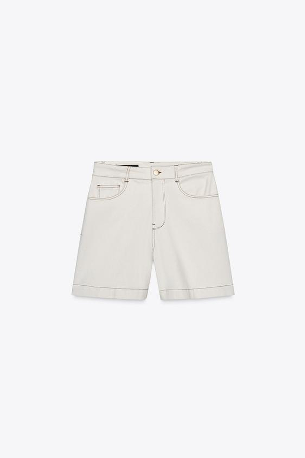 ZARA ДЖИНСОВЫЕ ШОРТЫ-БЕРМУДЫ Z1975 MOM FIT, ЭКРЮ