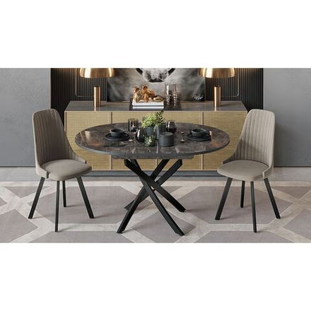 Стол обеденный "Диамонд" Тип 3 Черный муар/Ателье темный глянец